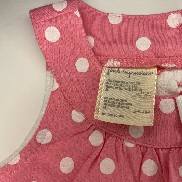 First Impression Pink & White Polka dot Dress 6-9M - Picture 5 of 5